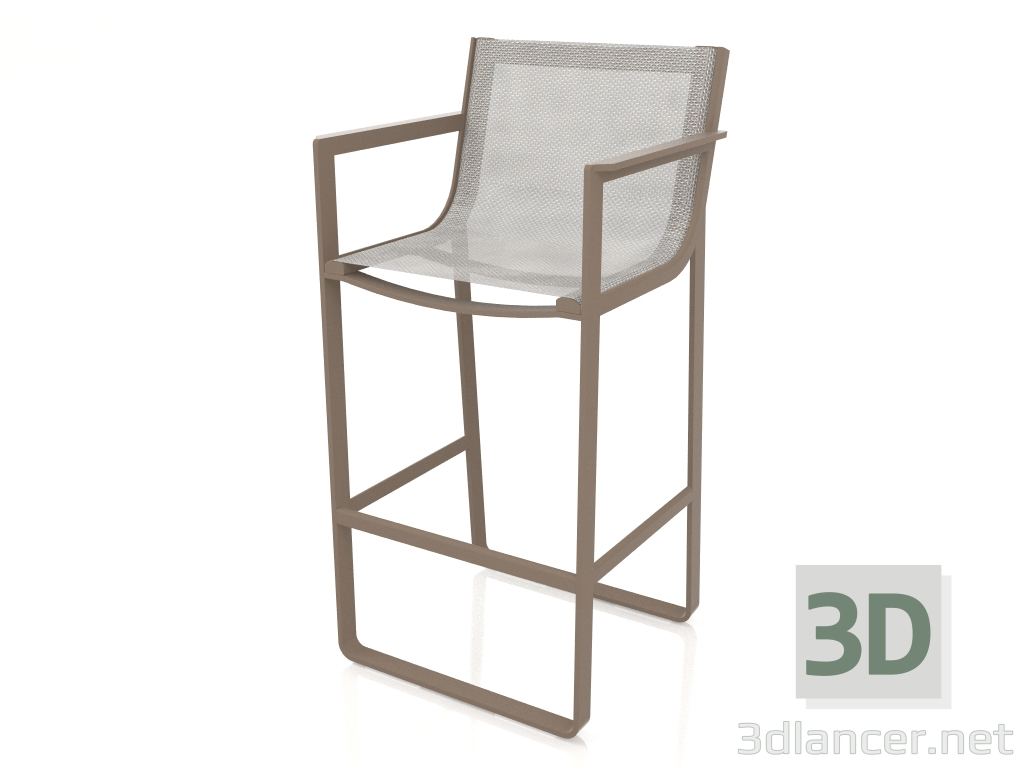 3D modeli Yüksek sırtlı ve kolçaklı tabure (Bronz) - önizleme
