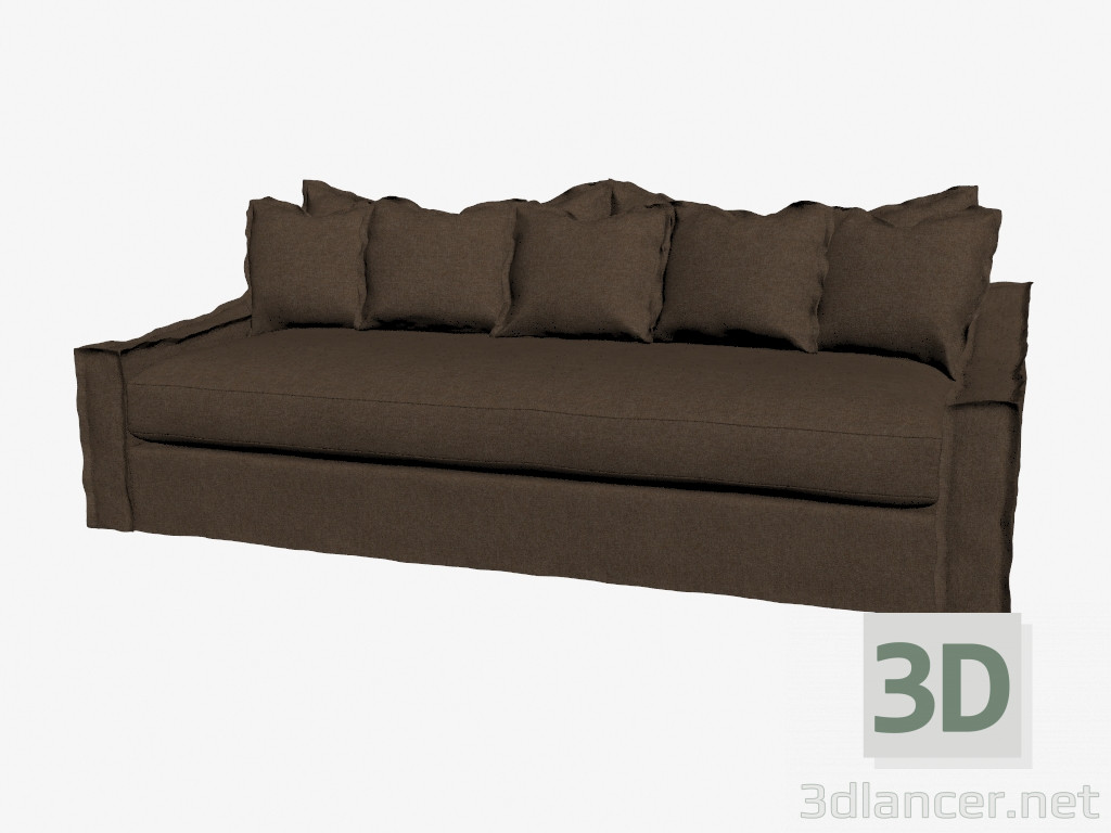 3d model Sofá-cama de tres plazas (oscuro) - vista previa