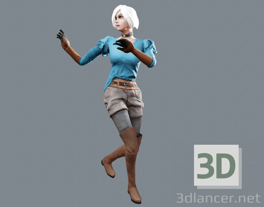 Chica de dibujos animados Low-poly 3D modelo Compro - render