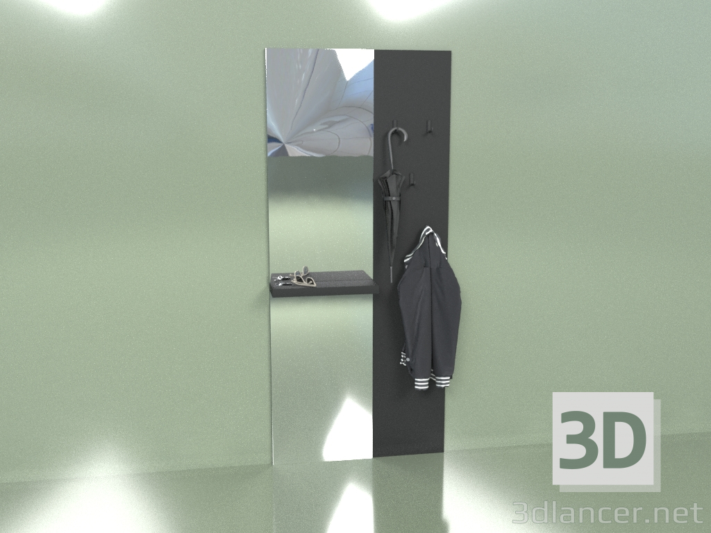 3D Modell Kleiderbügel mit Spiegel und Ablage (10413) - Vorschau