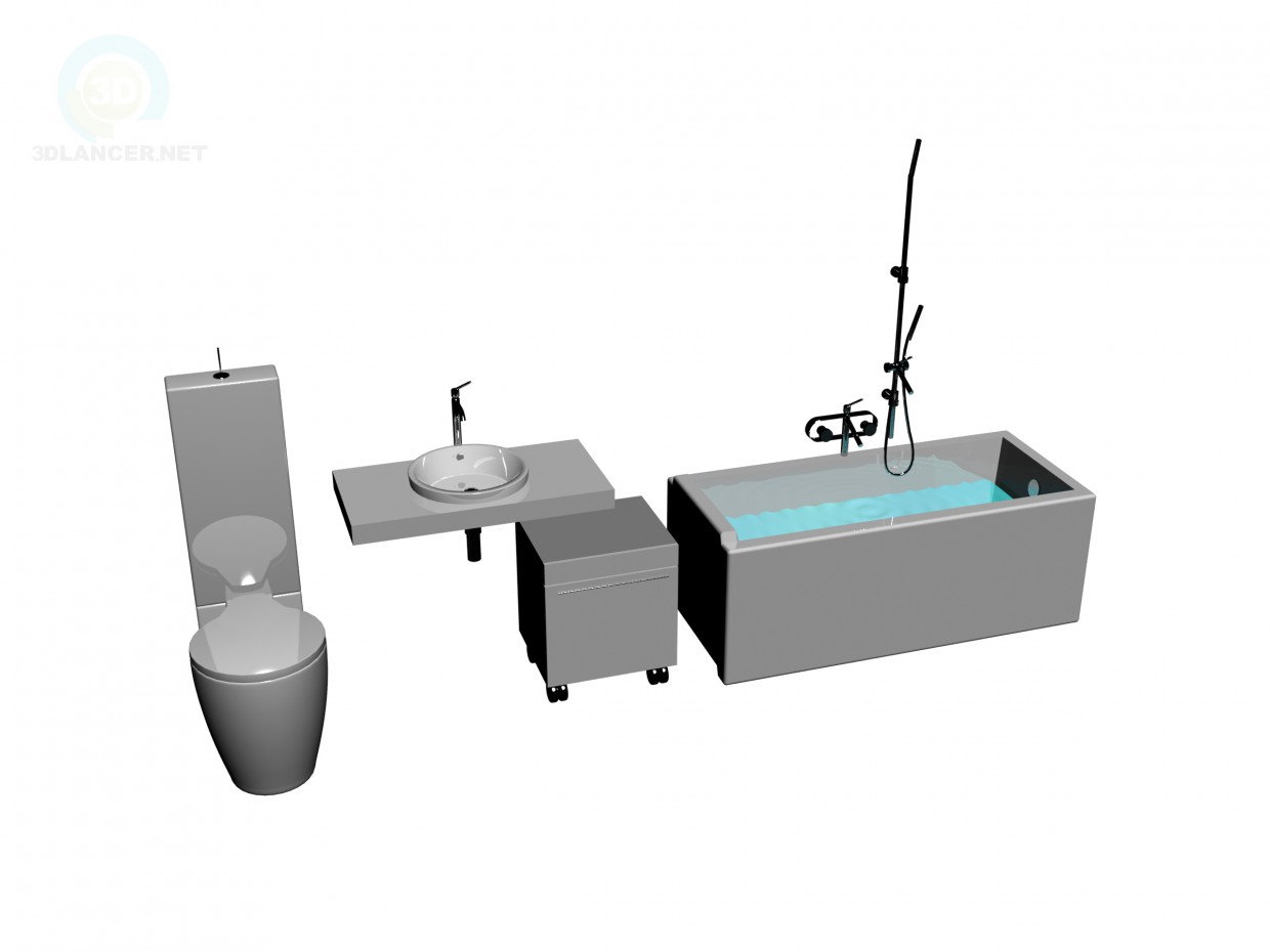 3D Modell Satz von Sanitärkeramik, Starck - Vorschau