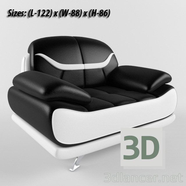 3 डी कुर्सी (बेंटले मॉडर्न ब्लैक एंड व्हाइट मॉडल खरीद - रेंडर