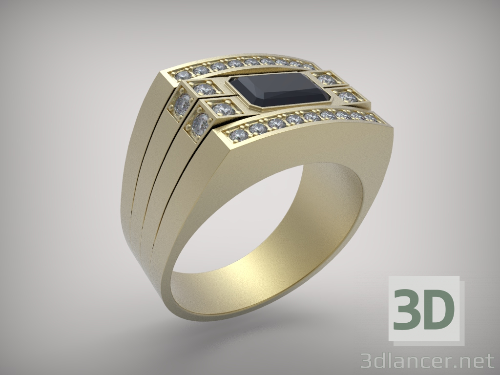 3d The ring with a black onyx model buy - render