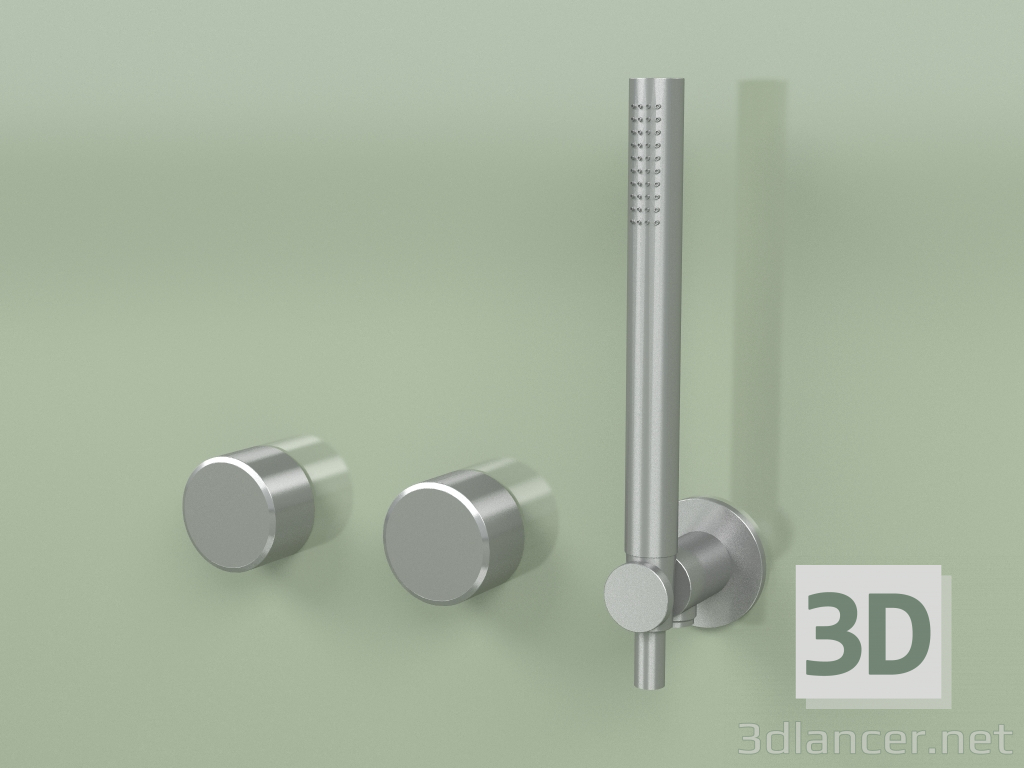 3d model Wall-mounted set of 2 hydro-progressive mixers with hand shower (16 68, AS) - preview