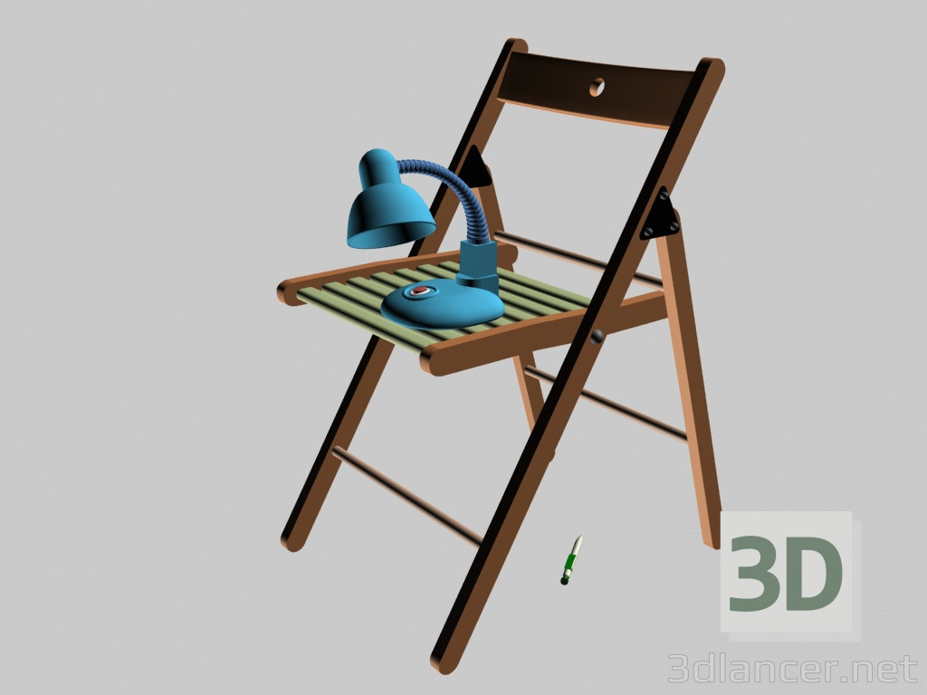 Modelo 3d Cadeira e lâmpada - preview