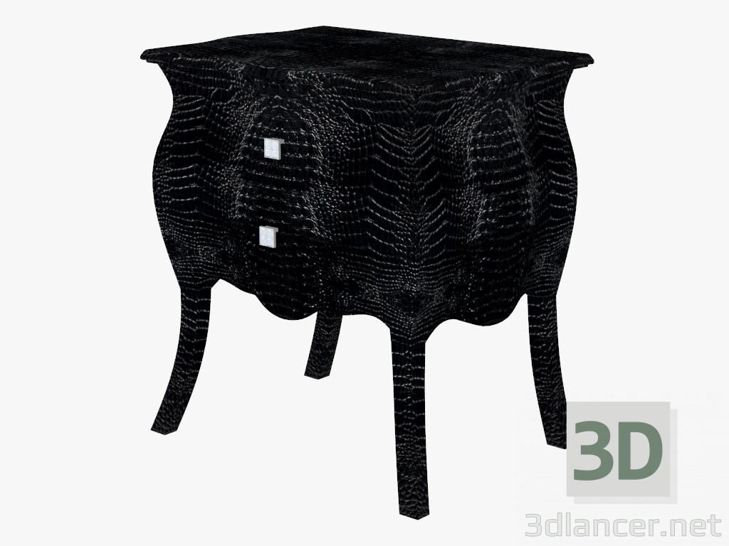 modello 3D Comodino con finiture in pelle tavolo ADLER notte - anteprima