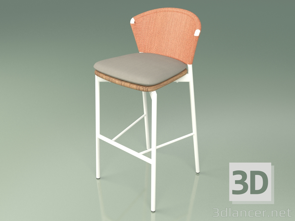 modèle 3D Tabouret de bar 050 (Orange, Métal Lait, Teck) - preview
