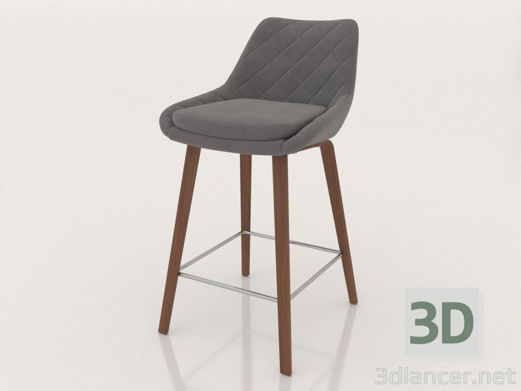 3D modeli Yarı bar sandalyesi Joan (65) (gri) - önizleme