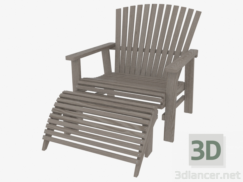 3d model Armchair with footrest - preview