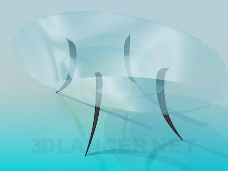 Modelo 3d Mesa de vidro com prateleira - preview