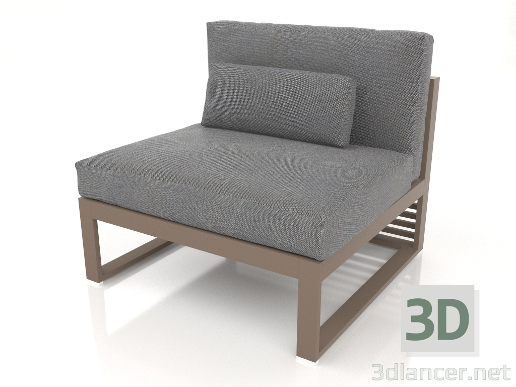 3d model Modular sofa, section 3, high back (Bronze) - preview