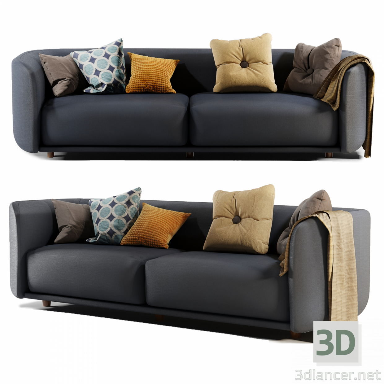 Fat-Tulip-3-Sitzer-Sofa 3D-Modell kaufen - Rendern