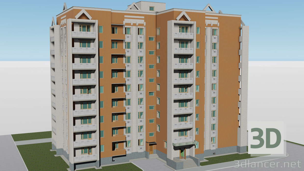 modello 3D di Edificio a nove piani a Zlatoust su Sverdlova 13 comprare - rendering