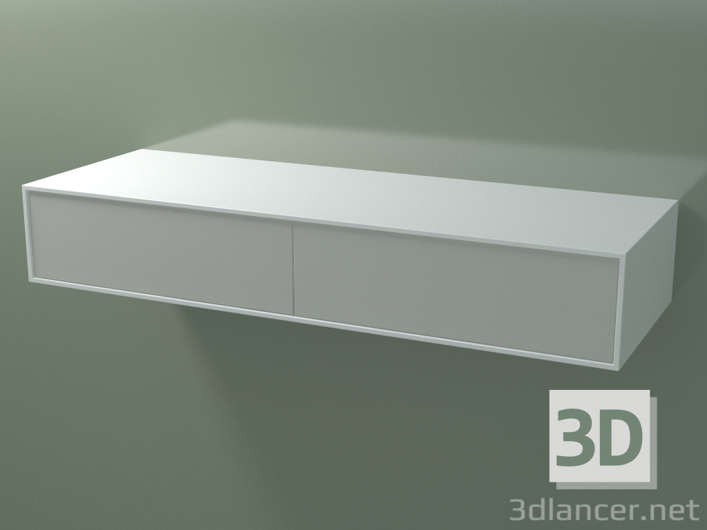 3D Modell Doppelbox (8AUFAB02, Gletscherweiß C01, HPL P02, L 144, P 50, H 24 cm) - Vorschau