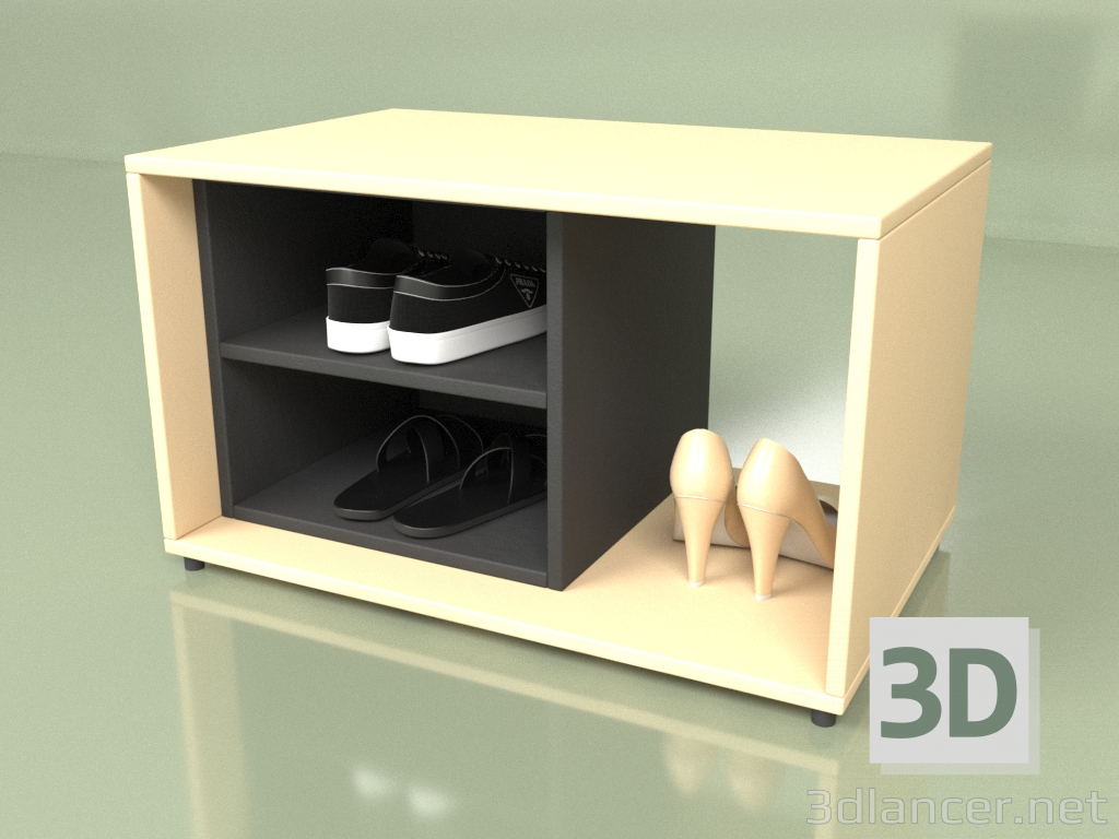 3D Modell Bank mit Regalen für Schuhe (10422) - Vorschau