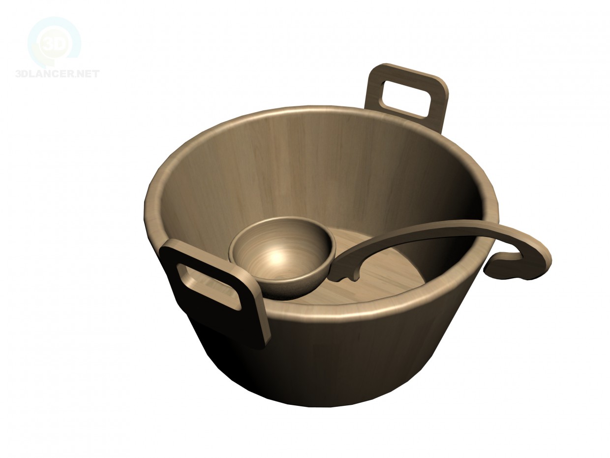 3d модель Тазик і кухлик для сауни – превью