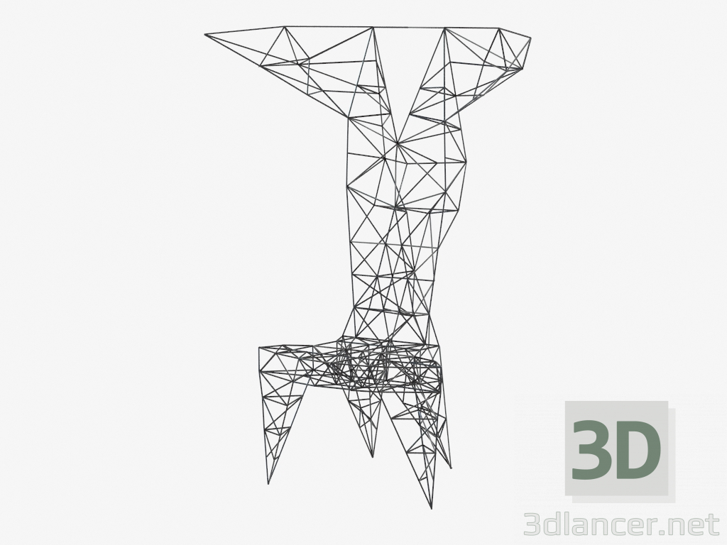 3 डी मॉडल चेयर फ़्रेम (ब्लैक) पाइलोन चेयर - पूर्वावलोकन