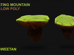 3D плаваюча гора - низька полі