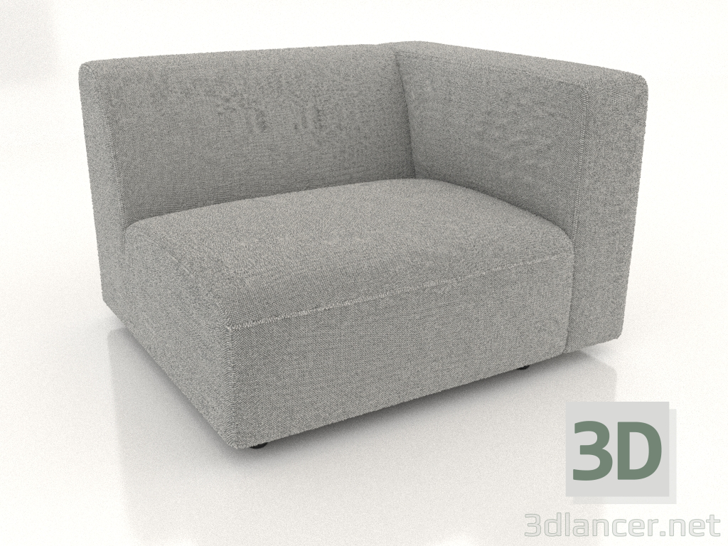 3D Modell Sofamodul 1-Sitzer (L) 83x90 mit Armlehne rechts - Vorschau
