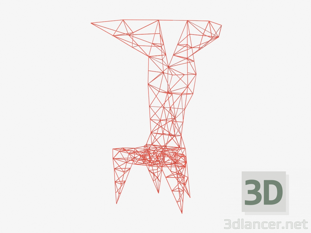 3D modeli Sandalye Çerçevesi (Kırmızı) Direk Koltuğu - önizleme