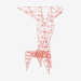 3D modeli Sandalye Çerçevesi (Kırmızı) Direk Koltuğu - önizleme