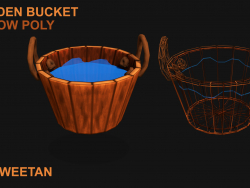 3D Wooden Bucket Game asset - LOW POLY