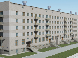Fünfstöckiges Gebäude mit einer Klinik in Tscheljabinsk am ChMZ