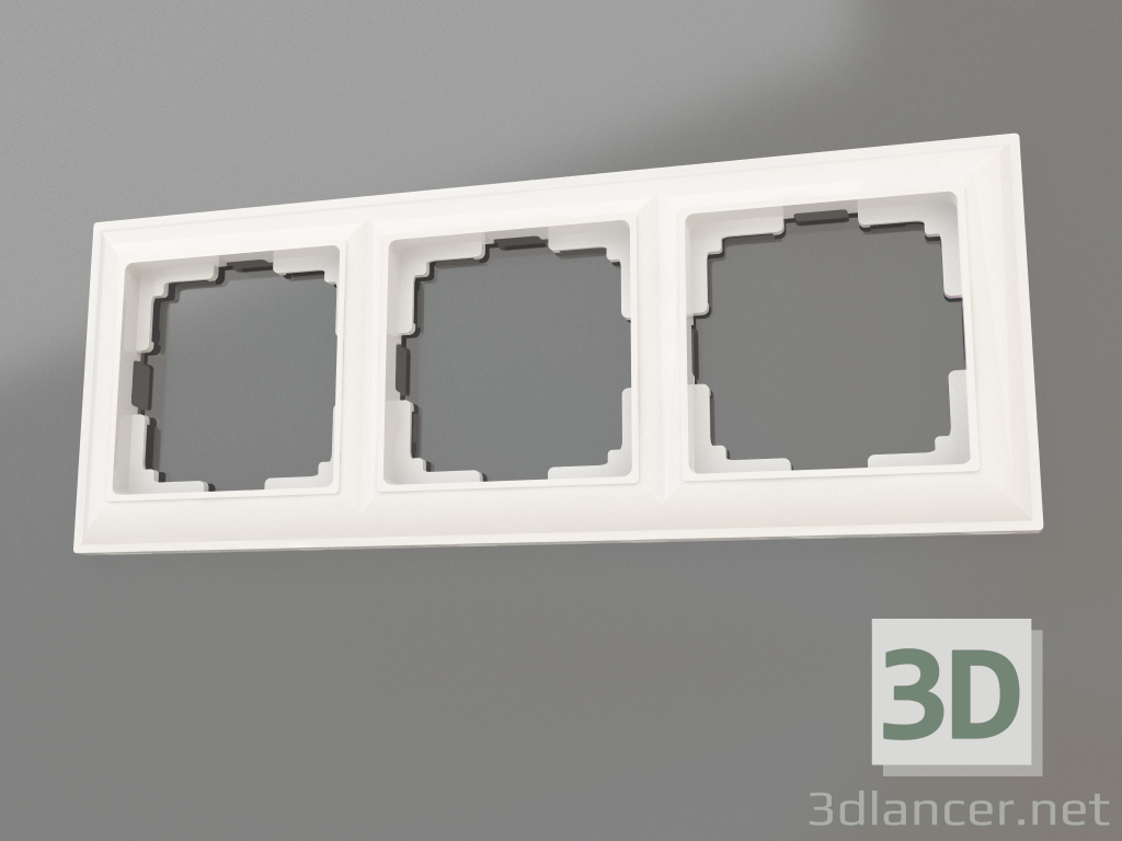 Modelo 3d Moldura Fiore para 3 postes (branco) - preview