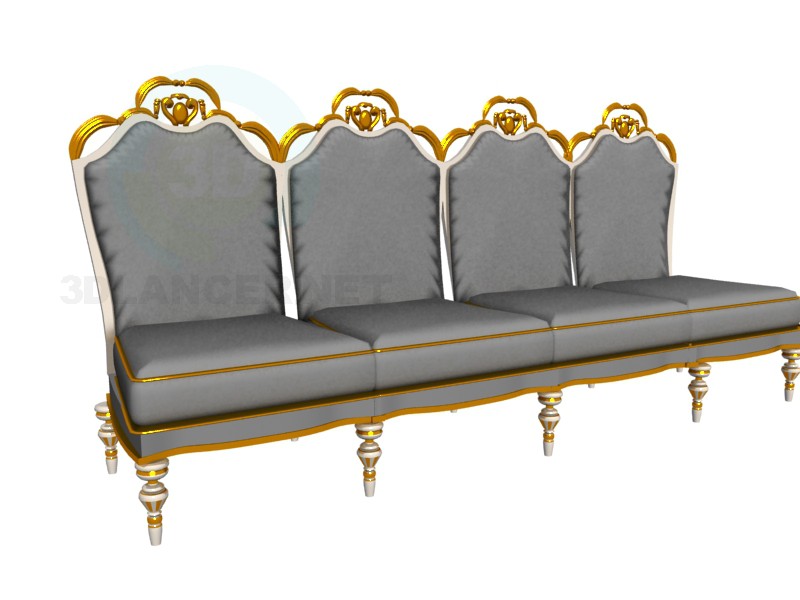 modèle 3D canapé baroque - preview