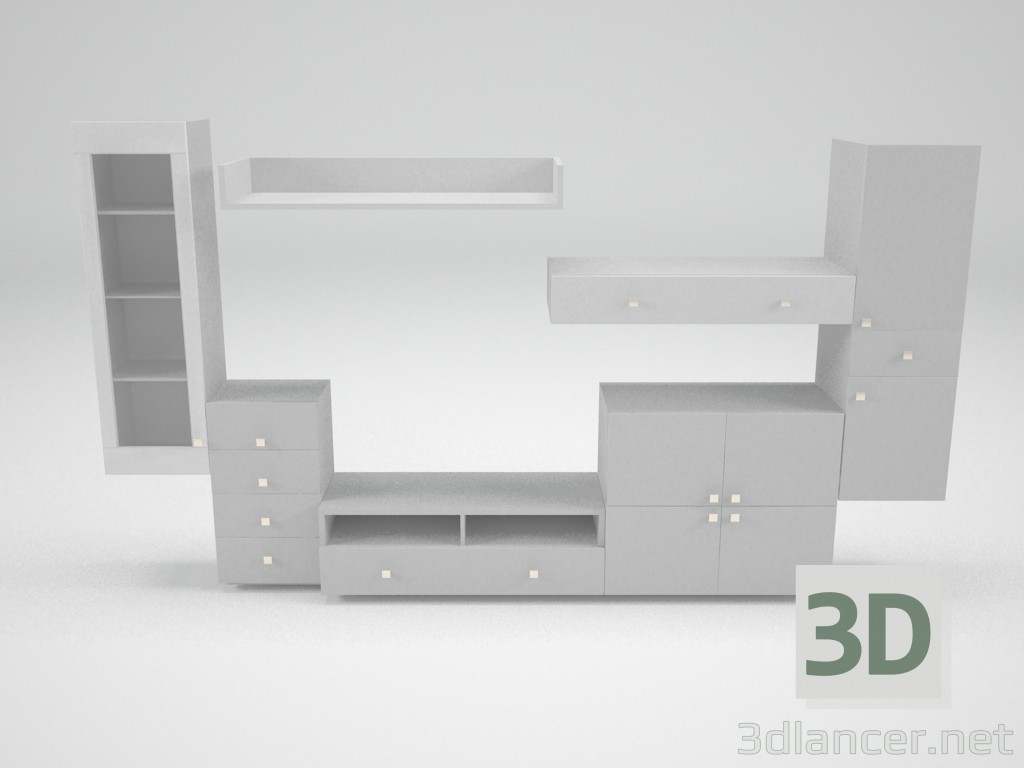 3d Модульная стенка модель купить - ракурс