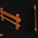 modello 3D Bene di gioco 3D Wooden Fence - Low poly - anteprima