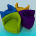 Modelo 3d Cadeiras coloridas - preview