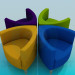 modèle 3D Chaises colorées - preview