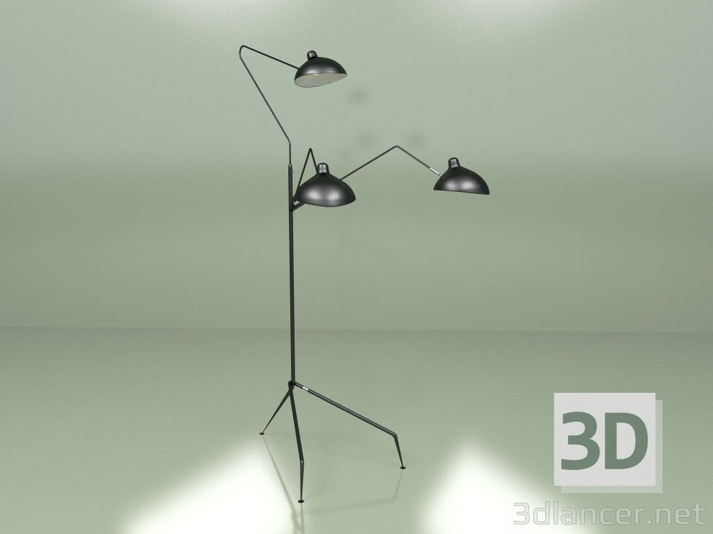 Modelo 3d Luminária de piso tripé - preview