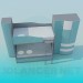3d модель Двухярусная кровать со шкафом для детской – превью
