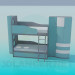 3d модель Двоярусне ліжко з шафою для дитячої – превью