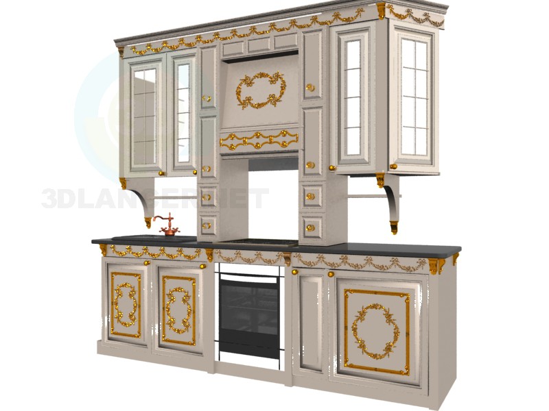3 डी मॉडल Baroque शैली की शैली में रसोई - पूर्वावलोकन