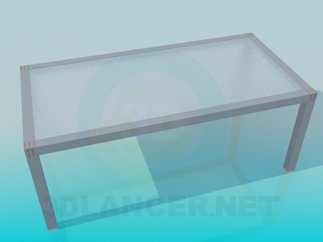 3D Modell Tisch mit Glas Matte Oberfläche - Vorschau