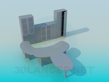 modello 3D Armadi e scrivania da ufficio - anteprima