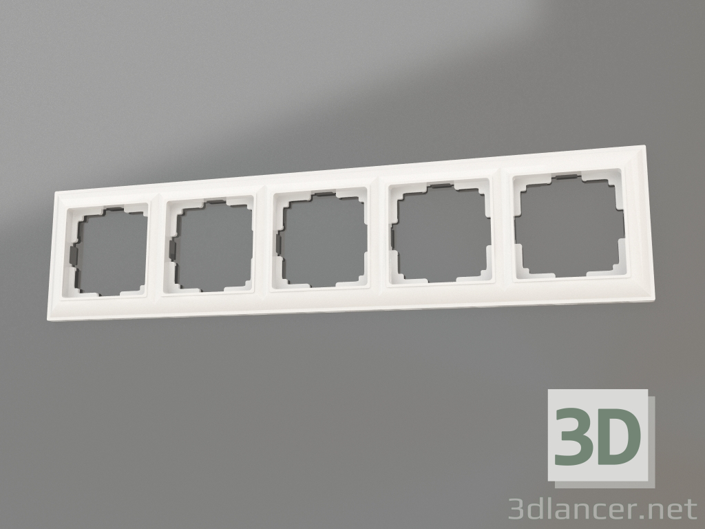 Modelo 3d Moldura Fiore para 5 postes (branco) - preview