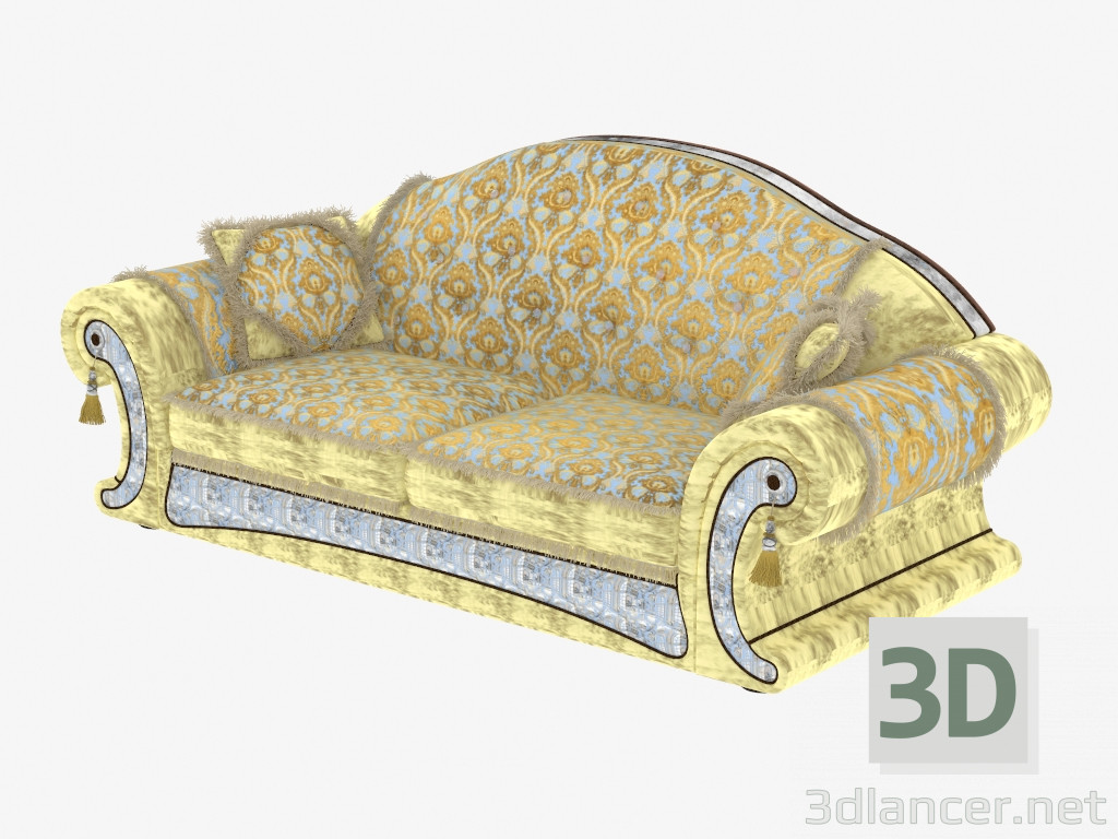 3D modeli Divan düz klasik Damasko - önizleme