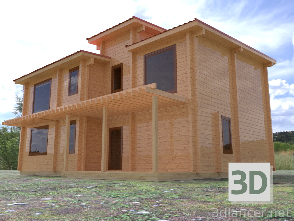 3D Lamine kaplama kereste evi modeli satın - render
