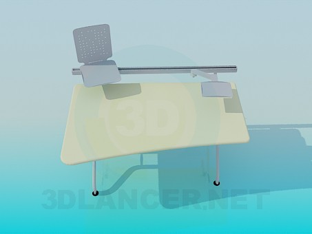 Modelo 3d Mesa de computador com carrinhos - preview