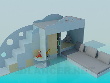 3D Modell Etagenbett für Kinder - Vorschau