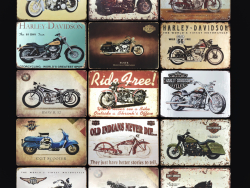 Placas de lata vintage - motocicletas, bicicletas