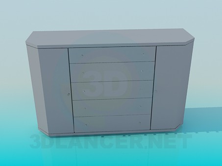 modello 3D Cassettiera con angoli tagliati - anteprima