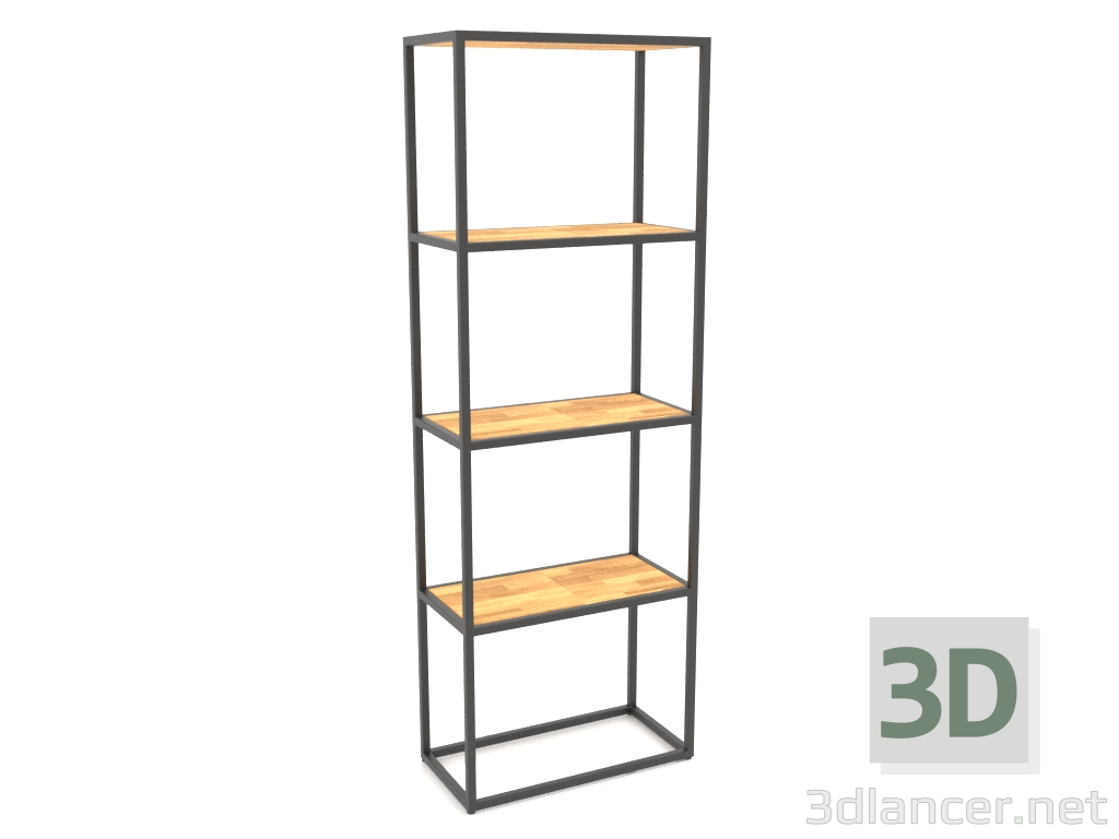 3D Modell Großes rechteckiges Regal (HOLZ, 60x30x170) - Vorschau