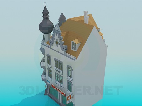 3D modeli Açısal 3 katlı bina - önizleme