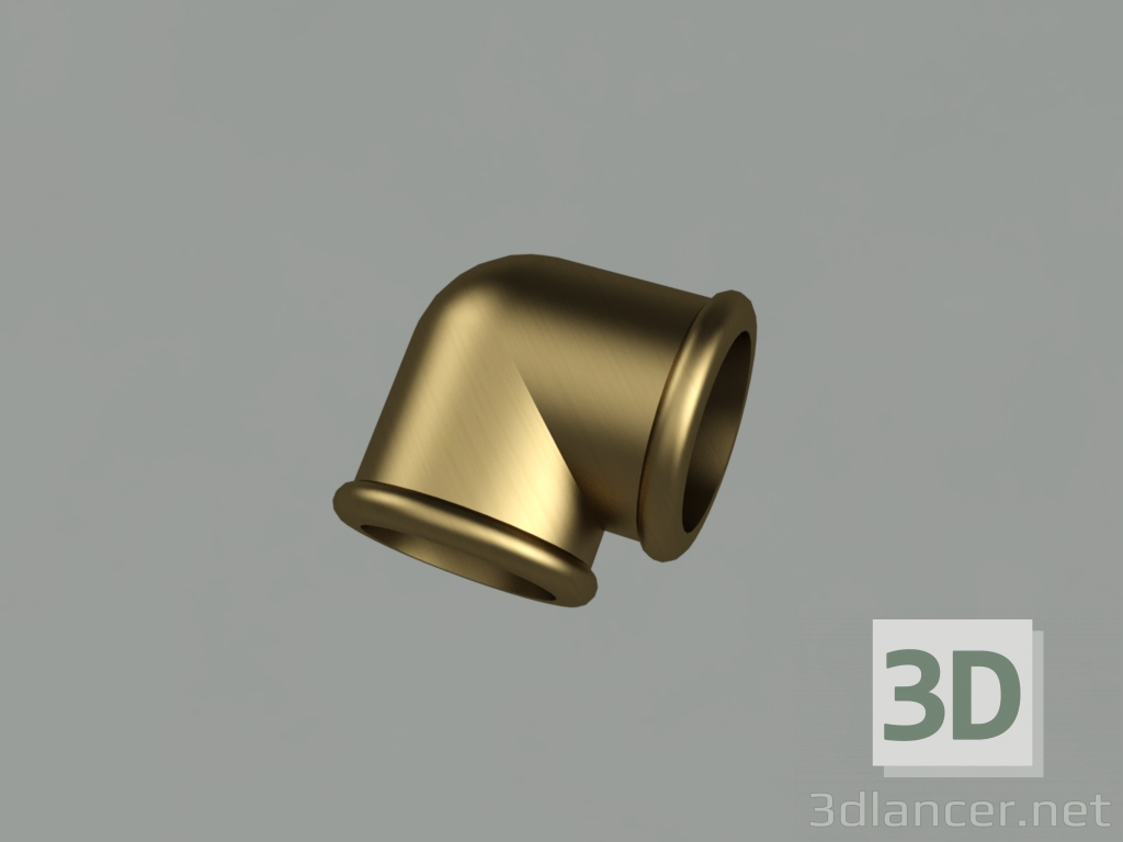 3D Modell Winkelstück 90 Grad Bronze, Rohr - Vorschau