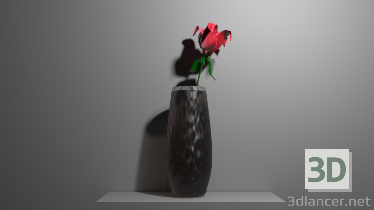 3D Çiçekli vazo modeli satın - render